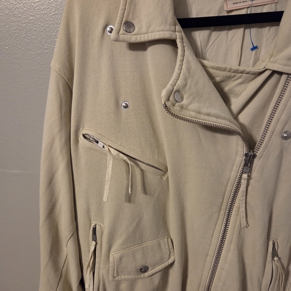 We the Free Women's Boho Grunge Oversized Casual Tan Rebel Knit Moto Jacket Sz L - Picture 5 of 8